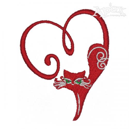 Cat Heart Embroidery Design