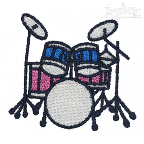 Drum Kit Embroidery Design