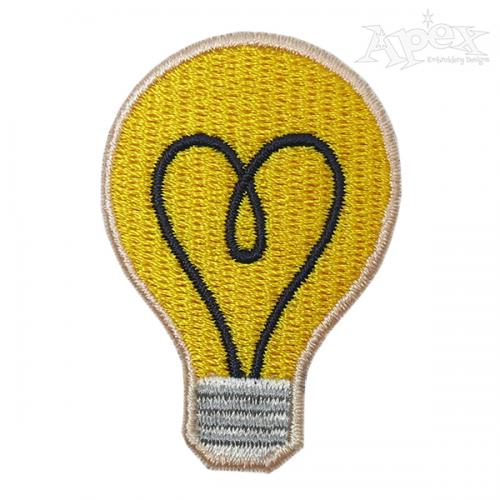 Heart Lightbulb Embroidery Design