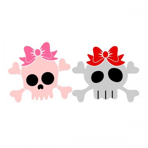 Girl Halloween Skull Bow SVG Cuttable Design