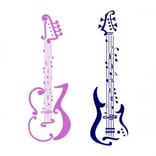 Guitar Music Notes SVG Cuttable Design
