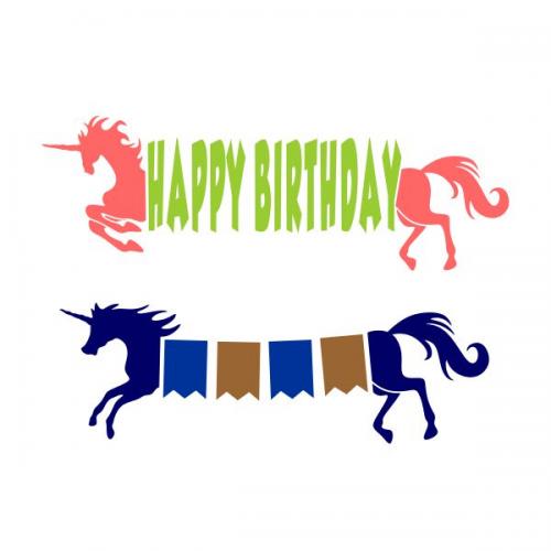 Happy Birthday Unicorn Banner SVG Cuttable Design