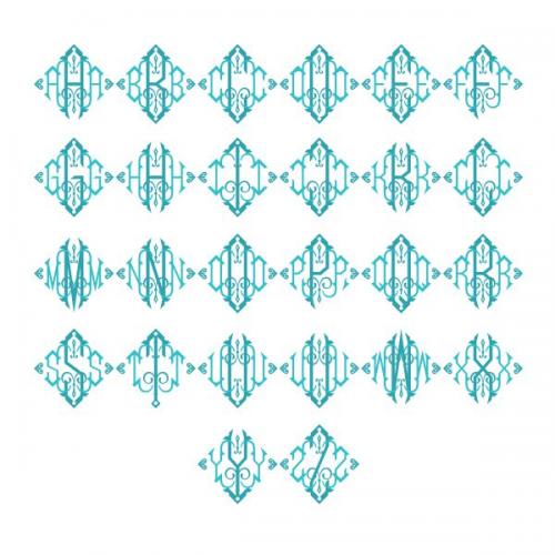 Diamond King Monogram SVG Cuttable Font