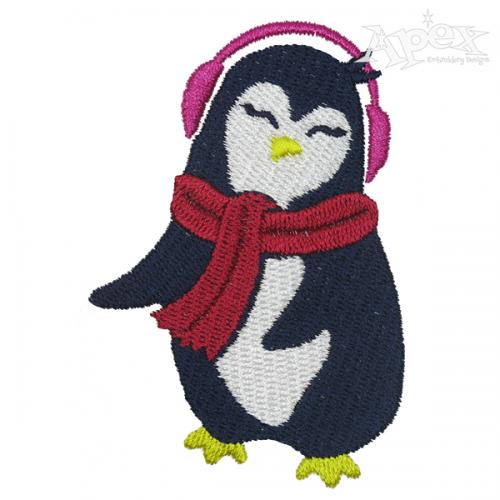Happy Winter Penguin Embroidery Design