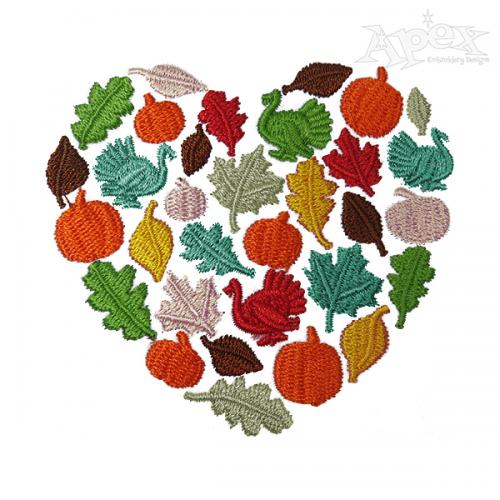 Autumn Heart Embroidery Design