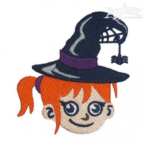 Cute Witch Girl Embroidery Design