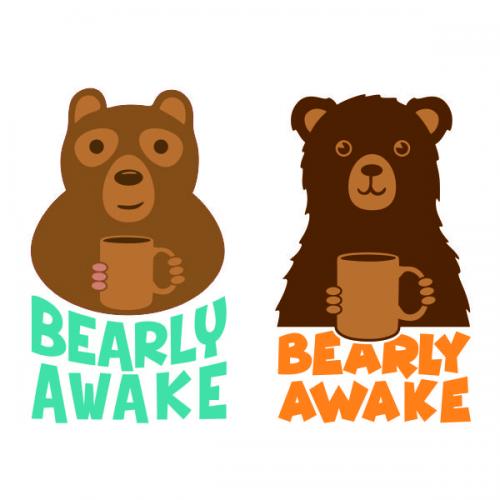Bearly Awake Coffee Bear SVG Cuttable Design