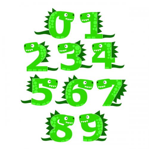 Dino Numbers SVG Cuttable Font