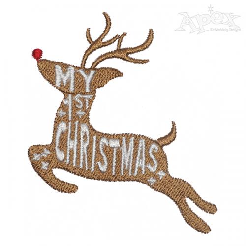 My First Christmas Reindeer Embroidery Design