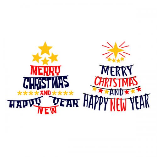 Merry Chistmas and Happy New Year SVG Cuttable Design