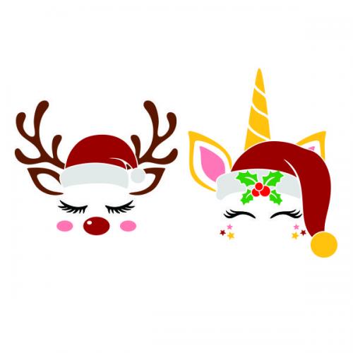 Christmas Reindeer Unicorn SVG Cuttable Design