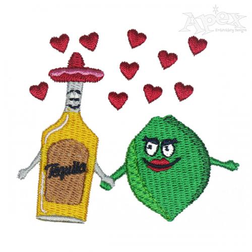 Tequila and Lime Love Embroidery Design