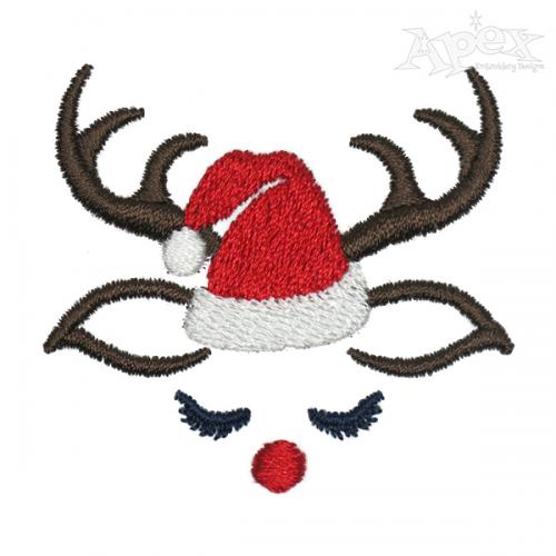 Santa Hat Reindeer Embroidery Design