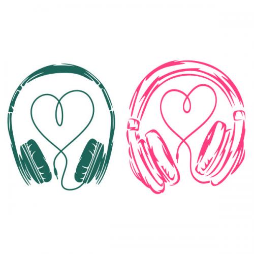 Heart Beat Headphones SVG Cuttable Design