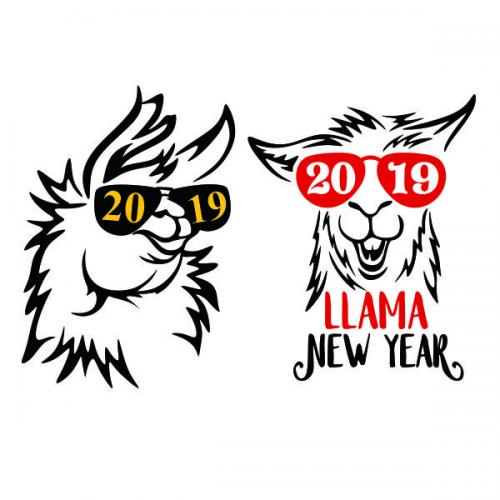 Llama New Year 2019 SVG Cuttable Design