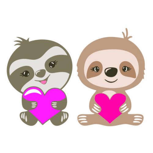 Valentine Sloth SVG Cuttable Design