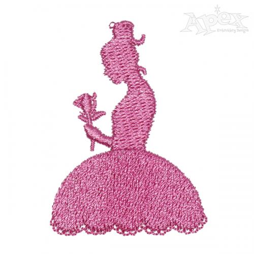 Girl with Rose Silhouette Embroidery Design
