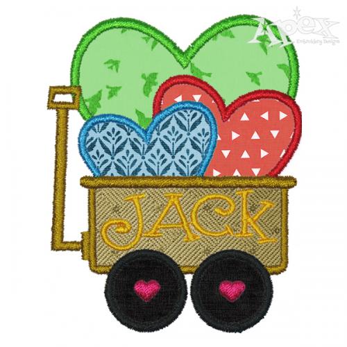 Valentine Wagon Applique Embroidery Design