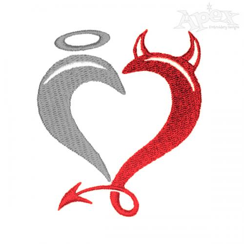 Angel and Devil Heart Embroidery Designs