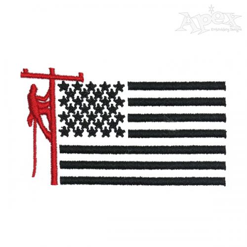 Lineman US Flag Embroidery Design