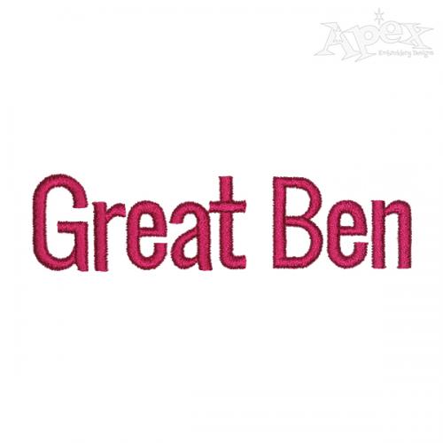 Great Ben Embroidery Font
