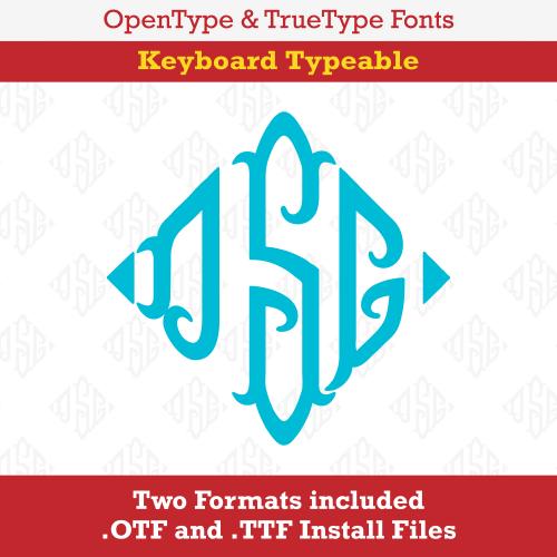 Diamond Fish Tail Monogram TrueType Font