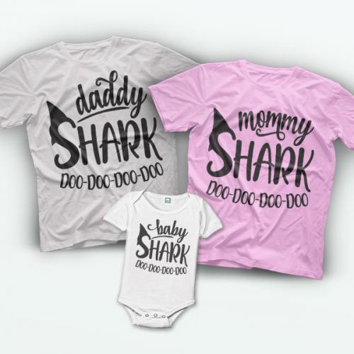 Family Daddy Mommy Baby Shark SVG Cuttable Design