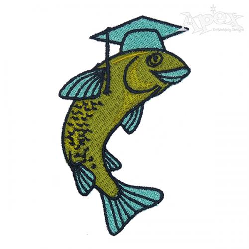Graduation Fish Embroidery Designs