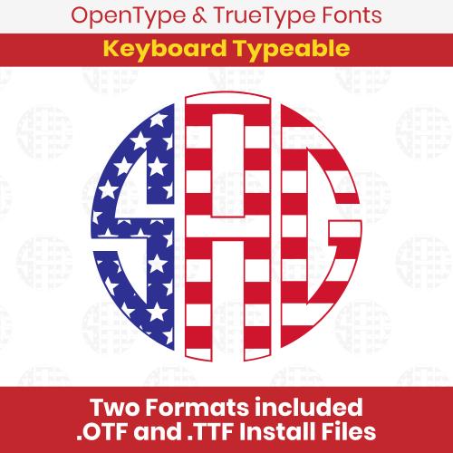 USA Flag Monogram TrueType Font
