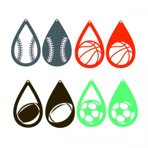 Ball Sports Earrings SVG Cuttable Design