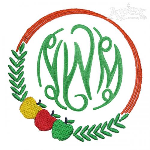 Apples Monogram Frame Embroidery Design