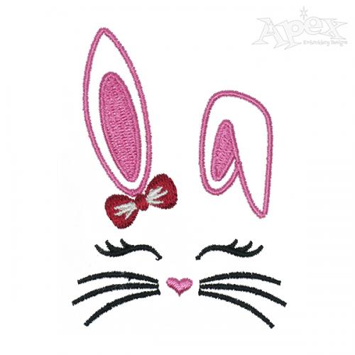 Cute Bunny Face Embroidery Design