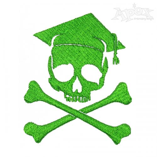 Graduation Cross Bone Skull Embroidery Design