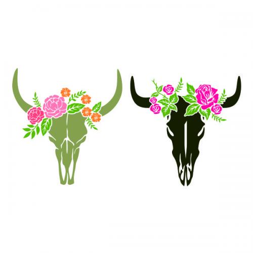 Cow Skull with Flowers SVG Cuttable Design