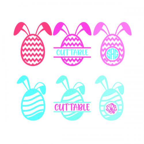 Easter Eggs Bunny Ears Frame SVG Cuttable Design