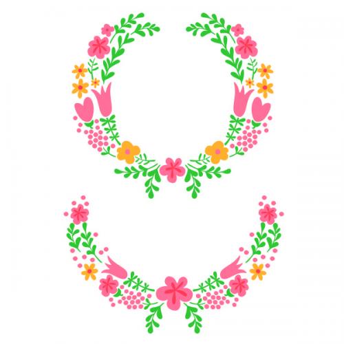 Spring Flowers Wreath SVG Cuttable Design