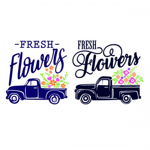 Fresh Flowers Truck SVG Cuttable Design