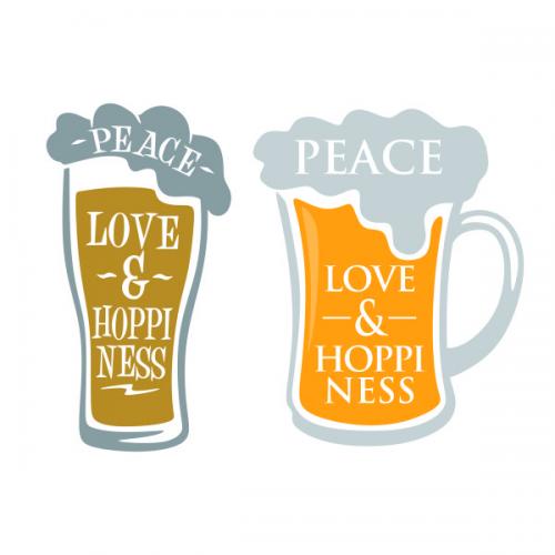 Peace Love and Hoppiness Beer Mug SVG Cuttable Design