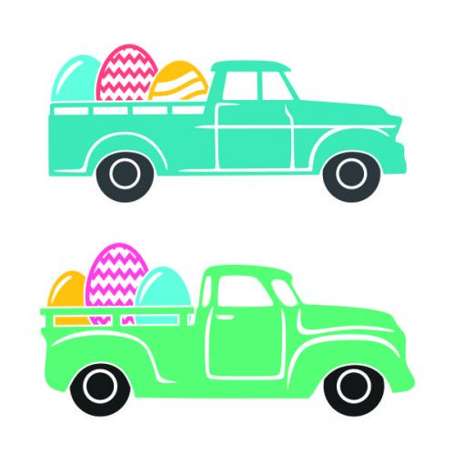 Easter Eggs Vintage Pickup Truck SVG Cuttable Design