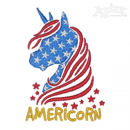 Americorn Unicorn Embroidery Design