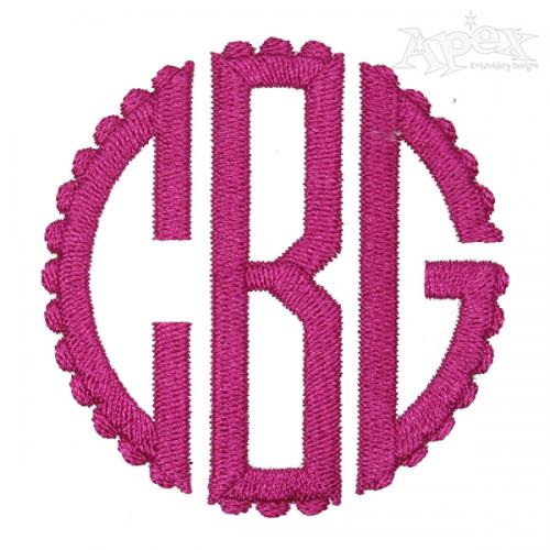 Scallop Circle Monogram Large Embroidery Font