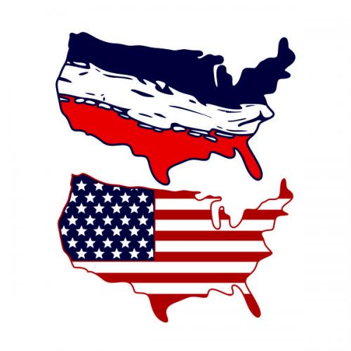 Patriotic US America Map SVG Cuttable Design