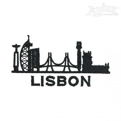 Lisbon Portugal Skyline Embroidery Design