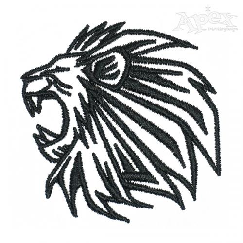 Lion Head Embroidery Design