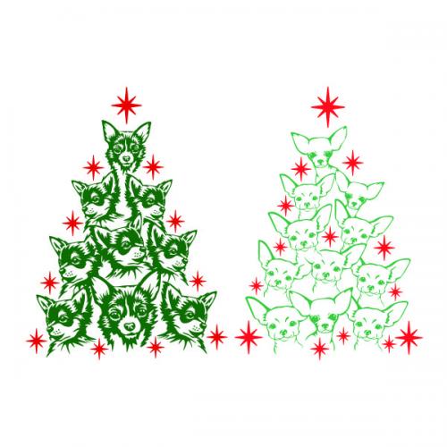 Chihuahua Dog Christmas Tree SVG Cuttable Design