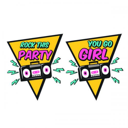 90s Theme Rock This Party You Go Girl SVG Cuttable Design