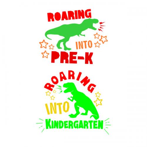 Roaring into Pre-K Kindergarten Dinosaur T-Rex SVG Cuttable Design