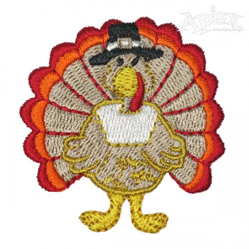 Thanksgiving Pilgrim Turkey Embroidery Design