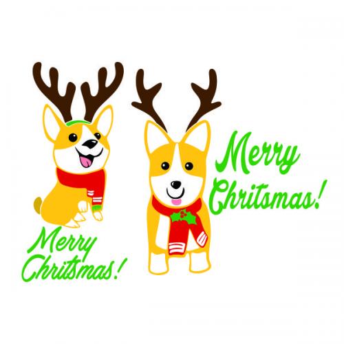 Merry Christmas Corgi Dog SVG Cuttable Design