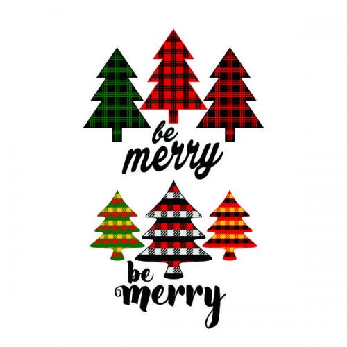 Be Merry Lumberjack Pattern Christmas Tree SVG Cuttable Design